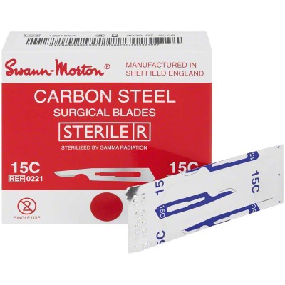 Lames chirurgicales stériles - BOITE DE 100 - SWANN MORTON 15C